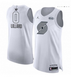 Mens Nike Jordan Portland Trail Blazers 0 Damian Lillard Authentic White 2018 All Star Game NBA Jersey