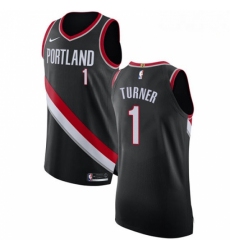 Mens Nike Portland Trail Blazers 1 Evan Turner Authentic Black Road NBA Jersey Icon Edition