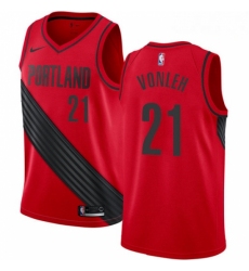 Mens Nike Portland Trail Blazers 21 Noah Vonleh Swingman Red Alternate NBA Jersey Statement Edition