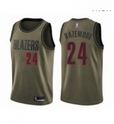 Mens Portland Trail Blazers 24 Kent Bazemore Swingman Green Salute to Service Basketball Jersey 