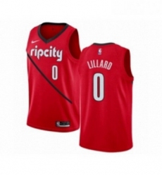 Youth Nike Portland Trail Blazers 0 Damian Lillard Red Swingman Jersey Earned Edition