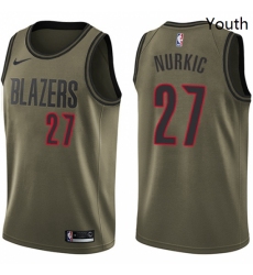 Youth Nike Portland Trail Blazers 27 Jusuf Nurkic Swingman Green Salute to Service NBA Jersey