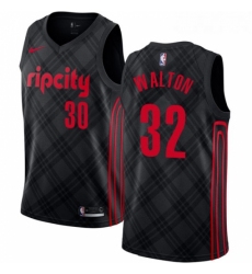 Youth Nike Portland Trail Blazers 32 Bill Walton Swingman Black NBA Jersey City Edition