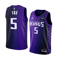 Men Sacramento Kings 5 De u2019Aaron Fox Purple 2023 24 Statement Edition Swingman Stitched Basketball Jersey