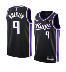 Men Sacramento Kings 9 Kevin Huerter Black 2023 24 Icon Edition Swingman Stitched Basketball Jersey