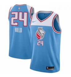 Mens Nike Sacramento Kings 24 Buddy Hield Swingman Blue NBA Jersey City Edition