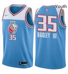 Youth Nike Sacramento Kings 35 Marvin Bagley III Swingman Blue NBA Jersey City Edition 