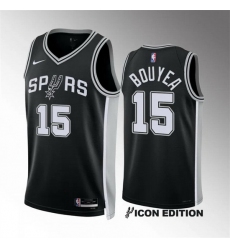Men San Antonio Spurs 15 Jamaree Bouyea Black 2022 23 Icon Edition Stitched Basketball Jersey