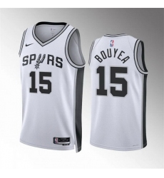 Men San Antonio Spurs 15 Jamaree Bouyea White Association Edition Stitched Basketball Jersey