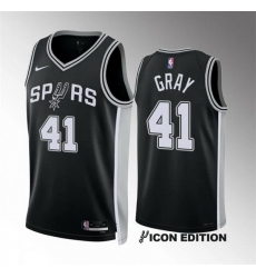 Men San Antonio Spurs 41 Raiquan Gray Black 2022 23 Icon Edition Stitched Basketball Jersey