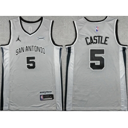 Men San Antonio Spurs  5 Stephon Castle Silver 2025 26 Statement Edition Stitched Basketball Jersey