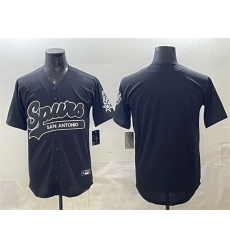 Men San Antonio Spurs Blank Black Stitched Baseball Jersey