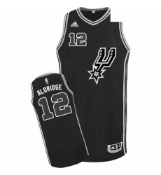 Mens Adidas San Antonio Spurs 12 LaMarcus Aldridge Authentic Black New Road NBA Jersey