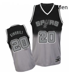 Mens Adidas San Antonio Spurs 20 Manu Ginobili Authentic BlackGrey Fadeaway Fashion NBA Jersey