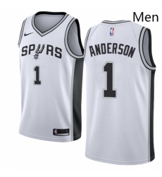 Mens Nike San Antonio Spurs 1 Kyle Anderson Swingman White Home NBA Jersey Association Edition