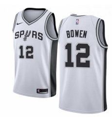 Mens Nike San Antonio Spurs 12 Bruce Bowen Swingman White Home NBA Jersey Association Edition