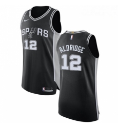 Mens Nike San Antonio Spurs 12 LaMarcus Aldridge Authentic Black Road NBA Jersey Icon Edition
