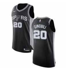 Mens Nike San Antonio Spurs 20 Manu Ginobili Authentic Black Road NBA Jersey Icon Edition