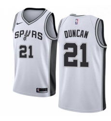 Mens Nike San Antonio Spurs 21 Tim Duncan Authentic White Home NBA Jersey Association Edition