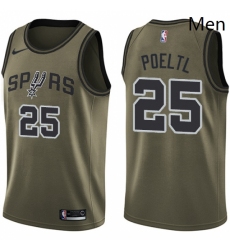 Mens Nike San Antonio Spurs 25 Jakob Poeltl Swingman Green Salute to Service NBA Jersey 