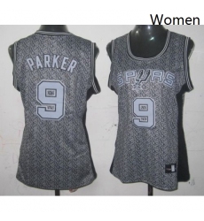 Womens Adidas San Antonio Spurs 9 Tony Parker Swingman Grey Static Fashion NBA Jersey