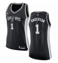 Womens Nike San Antonio Spurs 1 Kyle Anderson Authentic Black Road NBA Jersey Icon Edition