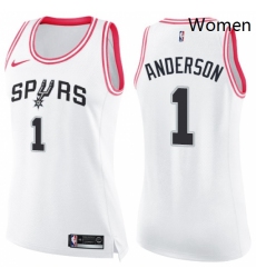 Womens Nike San Antonio Spurs 1 Kyle Anderson Swingman WhitePink Fashion NBA Jersey