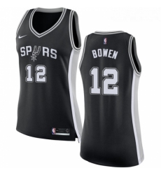 Womens Nike San Antonio Spurs 12 Bruce Bowen Authentic Black Road NBA Jersey Icon Edition