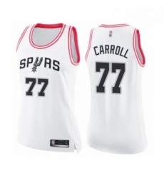 Womens San Antonio Spurs 77 DeMarre Carroll Swingman White Pink Fashion Basketball Jersey 