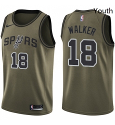 Youth Nike San Antonio Spurs 18 Lonnie Walker Swingman Green Salute to Service NBA Jersey 