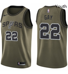 Youth Nike San Antonio Spurs 22 Rudy Gay Swingman Green Salute to Service NBA Jersey 