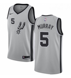 Youth Nike San Antonio Spurs 5 Dejounte Murray Authentic Silver Alternate NBA Jersey Statement Edition