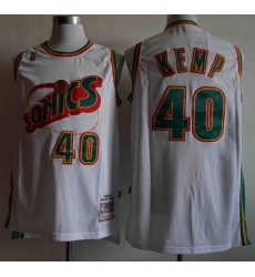 Men Seattle SuperSonics SHAWN KEMP 40 Mitchell Ness Jersey White