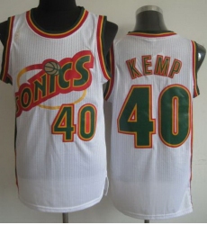 Seattle SuperSonics 40 Shawn Kemp White Hardwood Classics Revolution 30 NBA Jerseys