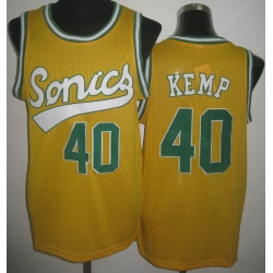 Seattle SuperSonics 40 Shawn Kemp Yellow Throwback Revolution 30 NBA Basketball Jerseys