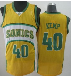 Seattle SuperSonics 40 Shawn Kemp Yellow Throwback Revolution 30 NBA Basketball Jerseys