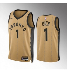 Men Toronto Raptors 1 Gradey Dick Gold 2023 24 City Edition Stitched Basketball Jersey