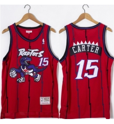 Men Toronto Raptors 15 Vince Carter Red Throwback Stitched Jersey