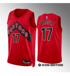 Men Toronto Raptors 17 Garrett Temple Red Icon Edition Stitched Basketball Jersey