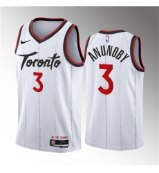 Men Toronto Raptors 3 O G  Anunoby White 2023 24 Association Edition Stitched Basketball Jersey