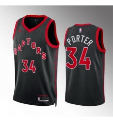 Men Toronto Raptors 34 Jontay Porter Black Statement Edition Stitched Basketball Jersey