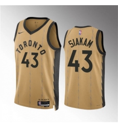 Men Toronto Raptors 43 Pascal Siakam Gold 2023 24 City Edition Stitched Basketball Jersey