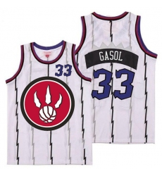 Raptors 33 Marc Gasol White Red Big Logo Retro Jersey 4