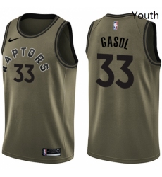 Youth Nike Toronto Raptors 33 Marc Gasol Green Salute to Service NBA Swingman Jersey 
