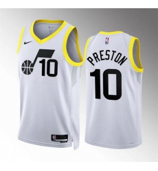 Men Utah Jazz 10 Jason Preston White Association Edition Stitched Basketball Jersey
