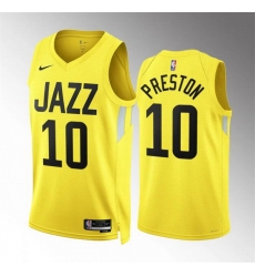 Men Utah Jazz 10 Jason Preston Yellow Association Edition Stitched Basketball Jersey