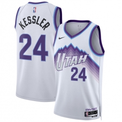 Men Utah Jazz 24 Walker Kessler White 2025 Association Edition Stitched Basketball Jersey
