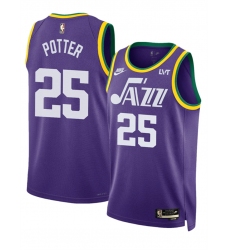 Men Utah Jazz 25 Micah Potter Purple 2023 Classic Edition Stitched Basketball Jersey