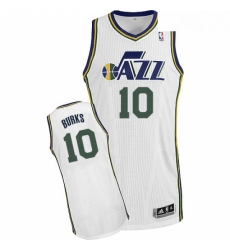 Mens Adidas Utah Jazz 10 Alec Burks Authentic White Home NBA Jersey