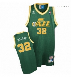Mens Adidas Utah Jazz 32 Karl Malone Swingman Green Throwback NBA Jersey